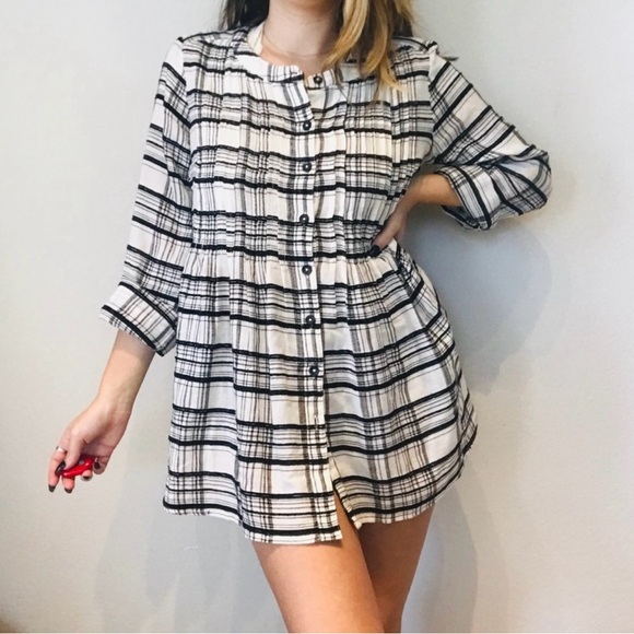 Anthro plaid button down flannel tunic - Picture 2 of 9